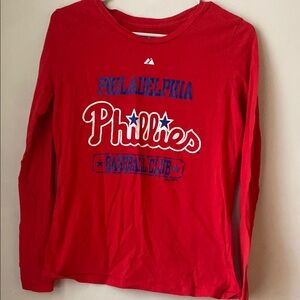 Majestic Red Philadelphia Phillies Kids Long Sleeve Shirt